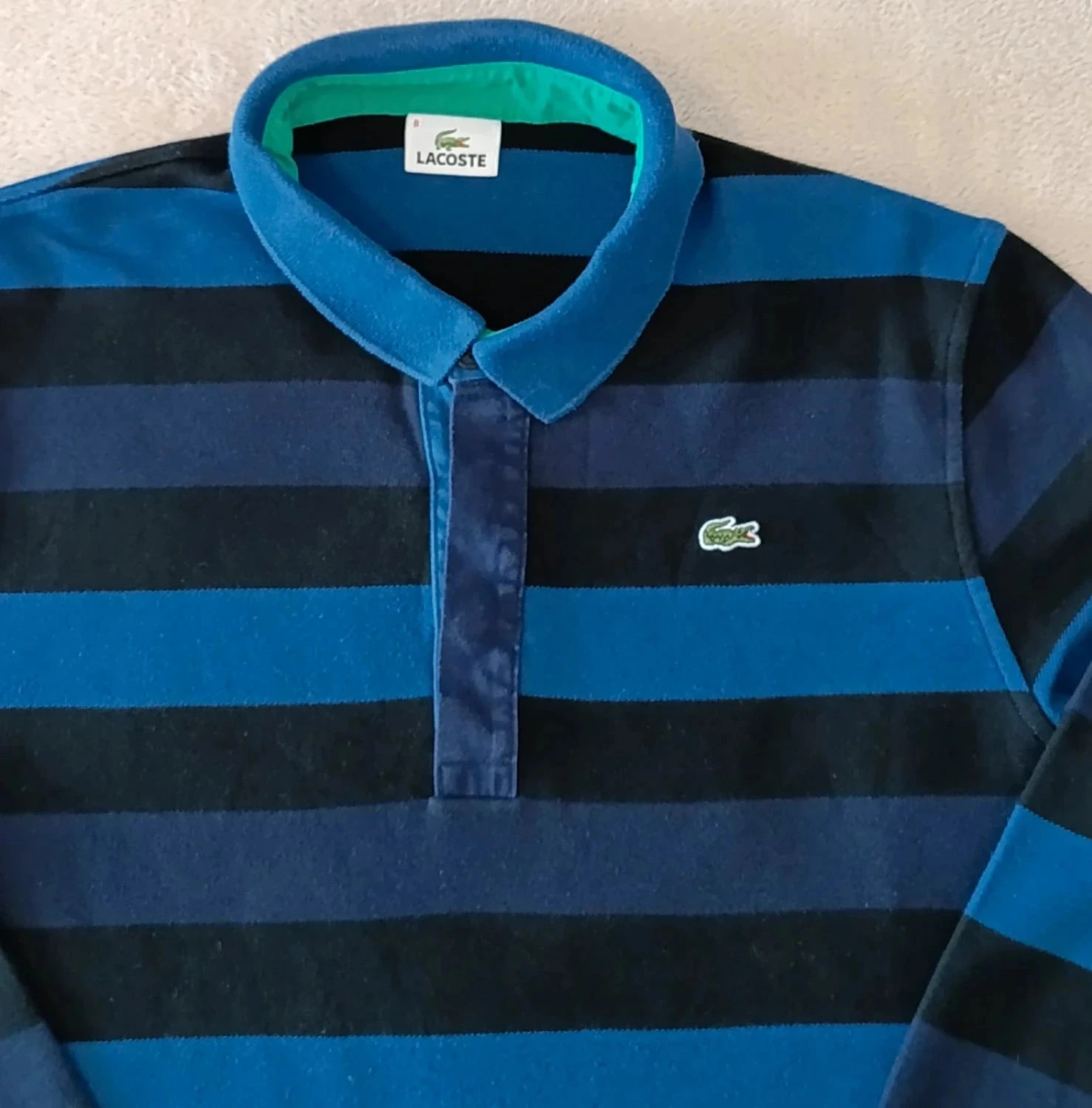 Polo Lacoste azul Listrado Riscas pretas Mangas compridas Tamanho 8 – photo 6